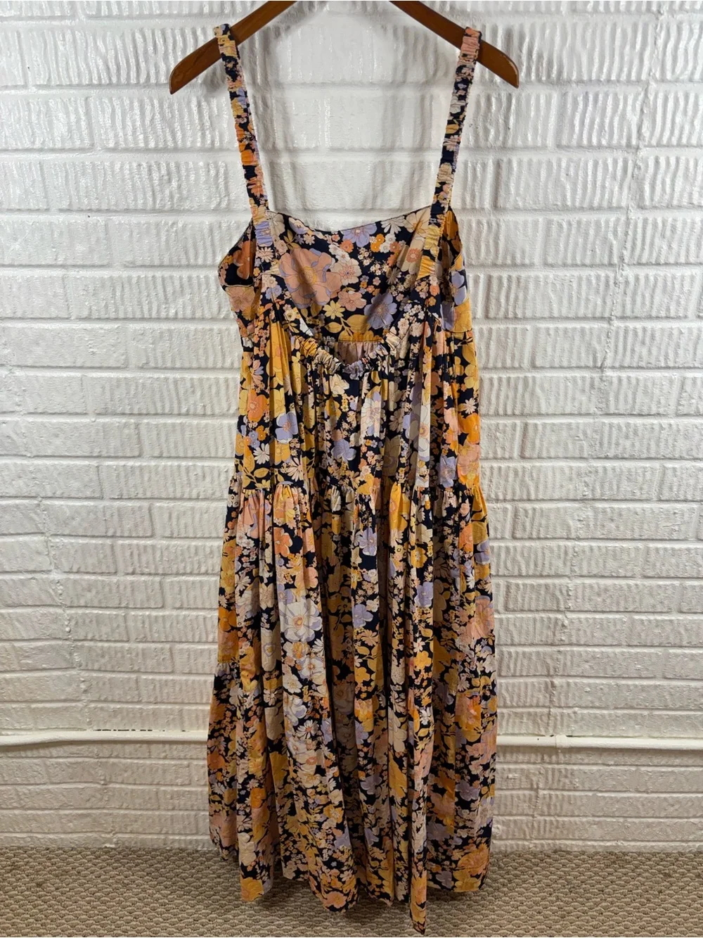 Free People Floral Maxi Dress in Black, Orange, Pink